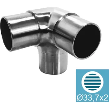 Hahn Steel Rohový spoj 90° pro zábradlí O33,7 x 2,0 mm, AISI 304 - brus