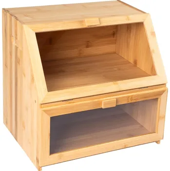 chlebník Dvoupatrový chlebník z bambusu 827051 34 x 32 x 27 cm