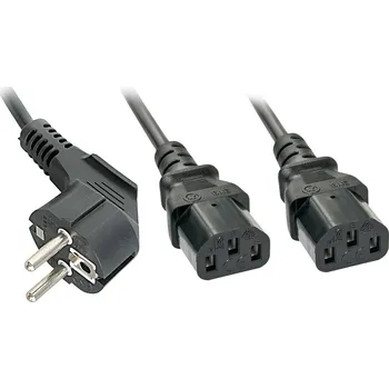 LINDY napájecí síťový kabel [1x zástrčka s ochranným kontaktem - 2x IEC C13 zásuvka 10 A] 2.00 m černá