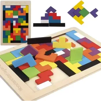 Dřevěná hračka Dřevěné Tetris puzzle