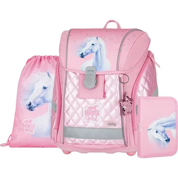 Set školních potřeb oxybag Školní aktovka PREMIUM LIGHT Kůň Romantic Horse Girl v setu – 3 díly