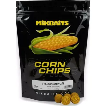 Návnadová surovina MIKBAITS - Boilie Corn Chips 20 mm 300 g Švestka moruše