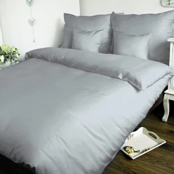Povlečení Povlečení bavlněný satén UNI - tm. šedá 200x220+2x70x90