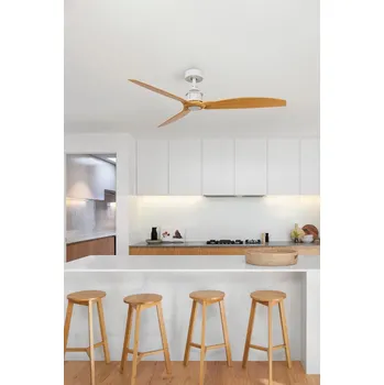 JUST FAN M stropní ventilátor, bílá/světlé dřevo s DC motorem - FARO