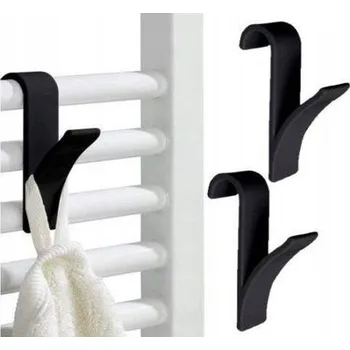 Věšák Háček Przydasie.pl černý, bez vrtání, 2 háčky na radiátor