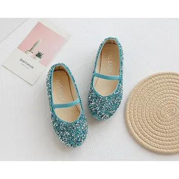 Dětská sálová obuv Společenské dívčí střevíčky s blýskavými kamínky Barva: modrá, Velikost EUR: 27