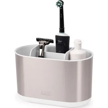 Držák na kartáček Stojan na zubní kartáčky z nerezové oceli ve stříbrné barvě Duo Steel – Joseph Joseph ID_1831120