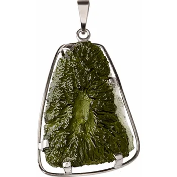 Přívěsek Vltavín Moldavite Stříbrný přívěsek s neopracovaným vltavínem P37 0003