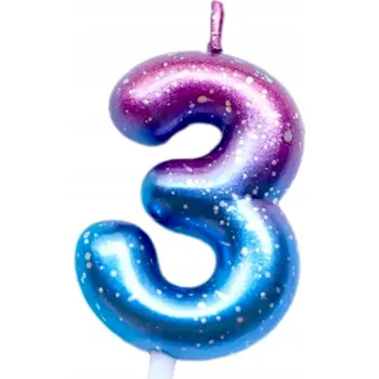 Dortová svíčka Narozeninová svíčka na dort NAROZENINY ČÍSLICE 3 tři