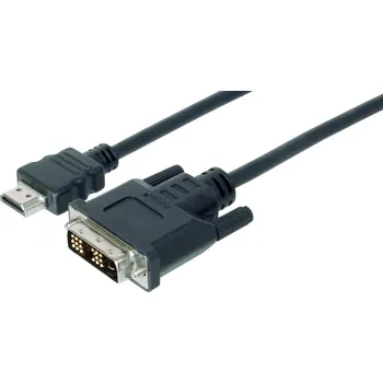 Video kabel Digitus HDMI / DVI kabelový adaptér Zástrčka HDMI-A, DVI-D 18 plus 1 pól Zástrčka 2.00 m černá AK-330300-020-S lze šroubovat HDMI kabel