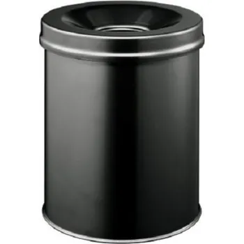 Odpadkový koš Durable Nádoba na odpad, Waste Basket Safe Round 15L, Černá Překlápěcí víko Ocel