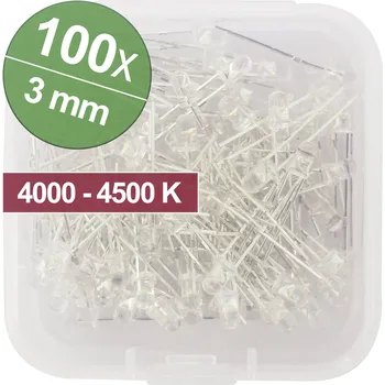 Dioda Quadrios sada LED přírodní bílá 3 mm 20 mA 3.0 V