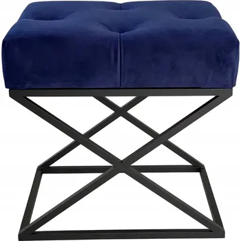 Taburet Lavice taburet čalouněná kovová X granátová černá