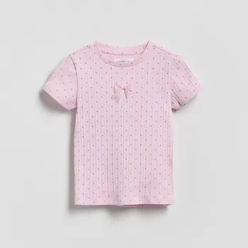 Dívčí oblečení Reserved - Tečkované tričko - pastelově růžová - 037HU-03X - 037HU-03X-U14