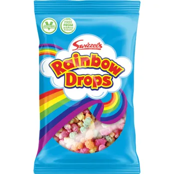 Bonbon Swizzels Rainbow Drop pufovaná rýže a kukuřice v cukrové skořápce 31 g