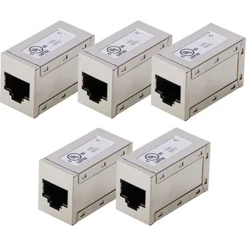 Konektor Digitus AT-AG-8-8-C6S-5 pouzdro spojky RJ45 Počet pólů 8 stříbrná 5 ks