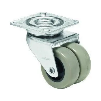 Pojezdové kolečko kolečko otočné zdvojené 50mm, běhoun polyuretan, nosnost 100kg, deska