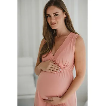 Těhotenská móda Bambusová těhotenská a kojící košilka na ramínka Star Light 3v1 herbal rose Velikost: M