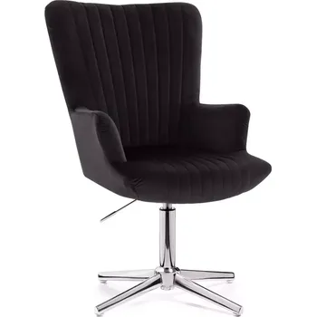 Barová židle LuxuryForm DESIGN Křeslo AMADEO VELUR na stříbrném kříži - černé