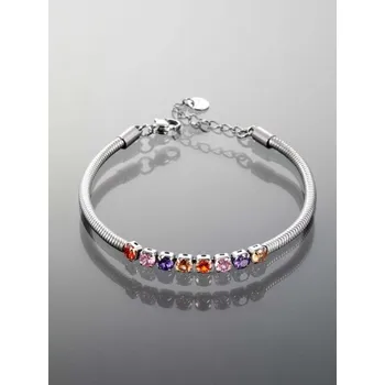 Náramek Prosperk Náramek z chirurgické oceli se třpytivou barevnou štrasovou ozdobou S0343