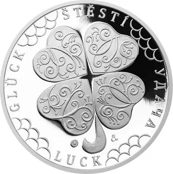 Stříbrná medaile čtyřlístek pro štěstí - s rytinou