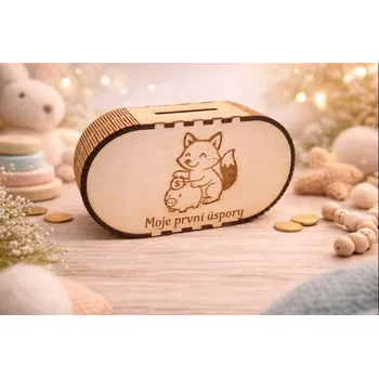 Pokladnička Dary dřeva Dřevěná pokladnička na první úspory