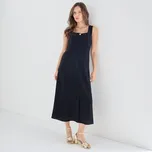 Blancheporte Krepové midi šaty shranatým výstřihem černá