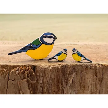 Souprava šperků byPolak Dárkový set náušnic a brože Sýkorka