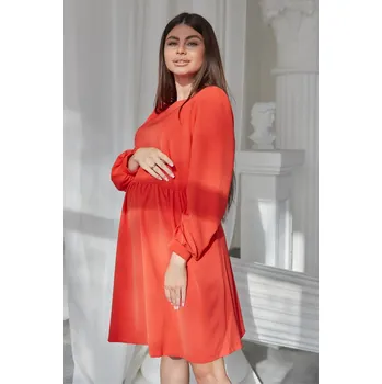 Těhotenské šaty Těhotenské a kojící šaty Viva 3v1 - korálové Velikost: 2XL