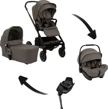 Dětské zboží NUNA kombinovaný kočárek MIXX NEXT Thunder + BASE NEXT + ARRA NEXT Granite