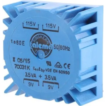 Transformátor Toroidní transformátor, počet výstupů: 2, sekundární napětí: 2 x 9V ac, Plošný spoj, Kolík, 49.7 x 49.7 x 23.1mm