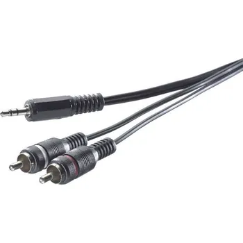 Audio kabel SpeaKa Professional SP-7869916 cinch / jack audio kabel [2x cinch zástrčka - 1x jack zástrčka 3,5 mm] 5.00 m černá