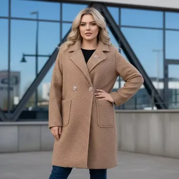 Dámský kabát Dámský jarní světle hnědý kabát Liz uni M-XXL-978