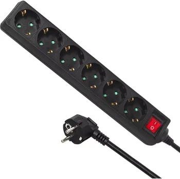 Prodlužovací kabel Prodlužovací přepěťová lišta 6 zásuvek s vypínačem, 5 m