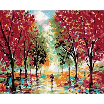 Hračka Diamantové malování Diamondi - ČERVENÝ LES, 40x50 cm, bez rámu a bez vypnutí plátna