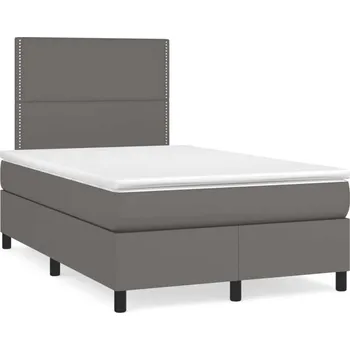 Postel vidaXL Box spring postel s matrací 120x190 cm umělá kůže [3269972] Barva: Šedá