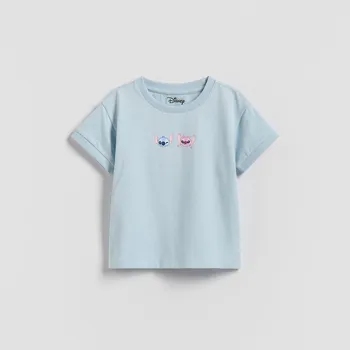 Dívčí oblečení Reserved - Triko Lilo a Stitch - bleděmodrá - 256HU-05X - 256HU-05X-80