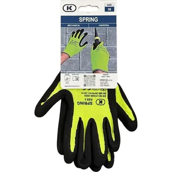 Pracovní rukavice RUKAVICE POVRSTVENÉ latex (dlaň) SPRING BLISTR žlutá-černá 9 (L)