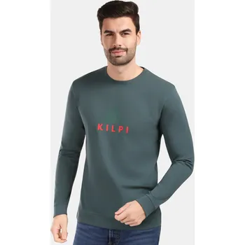 Pánské oblečení Pánské bavlněné tričko s dlouhým rukávem Kilpi BASE-M tmavě zelená XXL