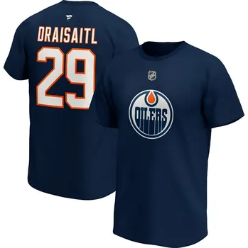 Fanatics Pánské tričko Leon Draisaitl Edmonton Oilers NHL Iconic Name & Number Graphic Velikost: S