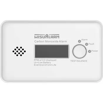 Detektor CO Wisualarm HY-GC20B, HY-GC20B detektor oxidu uhelnatého vč. baterie s životností 10 let na baterii, detekce oxidu uhelnatého (CO)