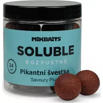 Návnadová surovina MIKBAITS - Rozpustné boilie Soluble 24 mm 250 ml Pikantní švestka