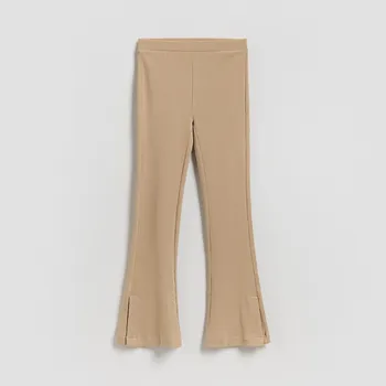 Dívčí oblečení Reserved - Žebrované rozšířené legíny - béžová - 168HN-08X - 168HN-08X-116