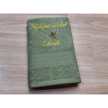 Ručník Ručník se jménem NA PŘÁNÍ 450g Nejlepší včelař khaki