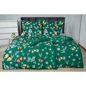 Povlečení HW Logistic s.r.o. Terela zelené 140 x 200, 70 x 90 cm zipový uzávěr