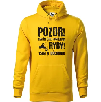 Pánská mikina DOBRÝ TRIKO Pánská mikina s potiskem Důchdoce ryby Velikost pánské mikiny: XL, Barva: Žlutá