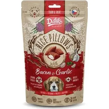 Pamlsek pro psa Dafíko plněné polštářky pro psy slanina/česnek 80g
