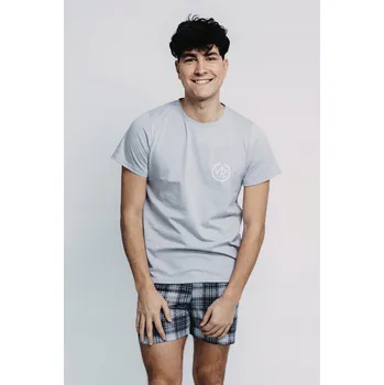 Pánské pyžamo Pánské pyžamo VIP Kuba kostkované kraťasy potisk 5XL