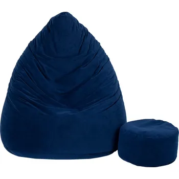 Sedací souprava Toffel Sedací vak MAXI COMFORT Velur 125x95 cm s podnožkou VZOR: tmavě modrá