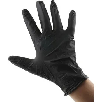 Pracovní rukavice Jednorázové rukavice 100, Černá 8,5-9, Velké Bez prášku 93-852